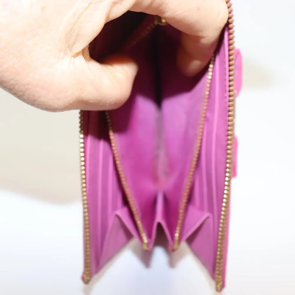 Salvatore Ferragamo Pink Leather Zip Wallet with Bow – Made in‎ Italy